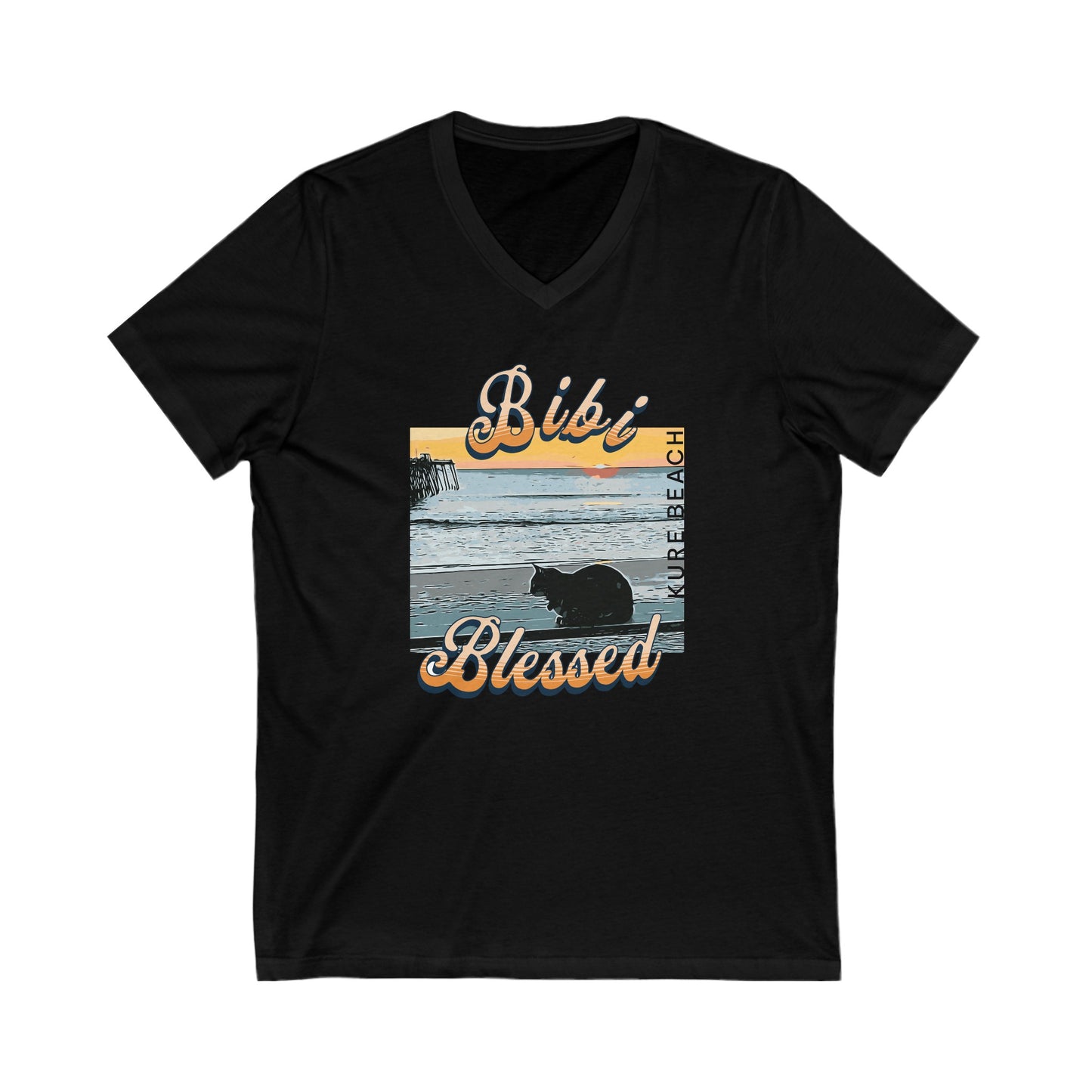 V-Neck Tee - Bibi Blessed Ladies Queen Bibi Sunrise in Kure Beach Shirt