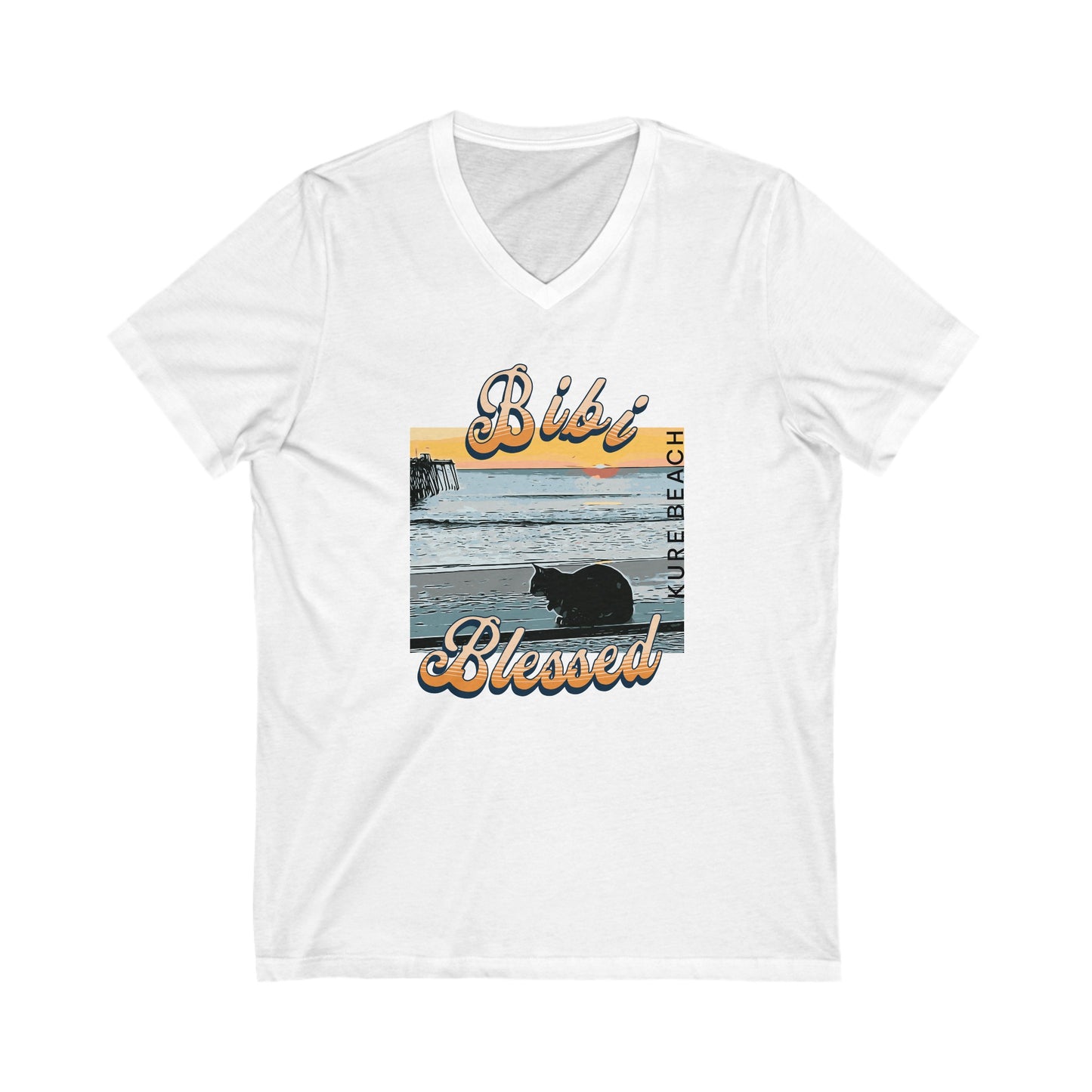 V-Neck Tee - Bibi Blessed Ladies Queen Bibi Sunrise in Kure Beach Shirt
