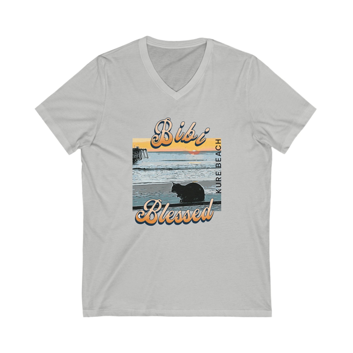 V-Neck Tee - Bibi Blessed Ladies Queen Bibi Sunrise in Kure Beach Shirt