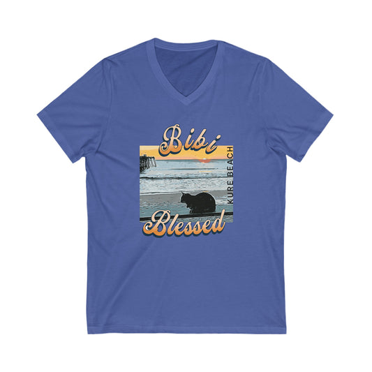 V-Neck Tee - Bibi Blessed Ladies Queen Bibi Sunrise in Kure Beach Shirt