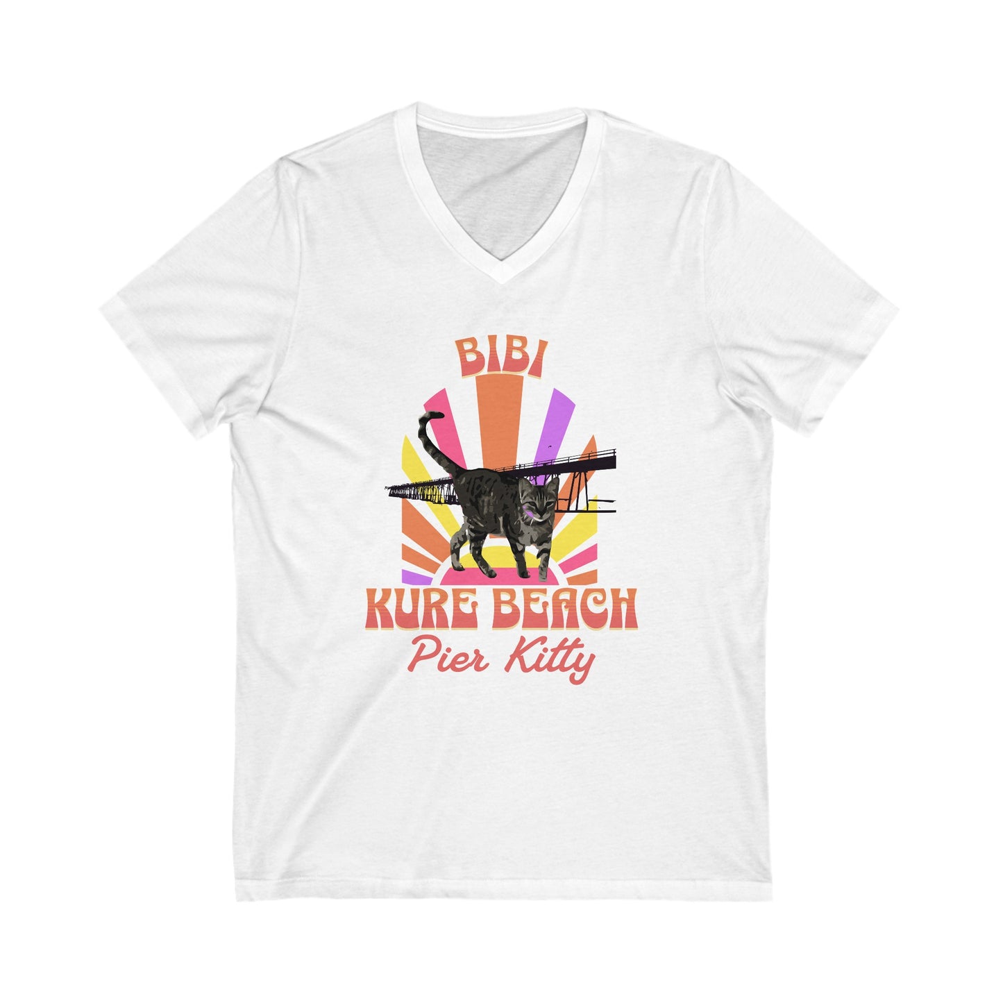 Bibi Pier Kitty -  Ladies Short Sleeve V-Neck Tee