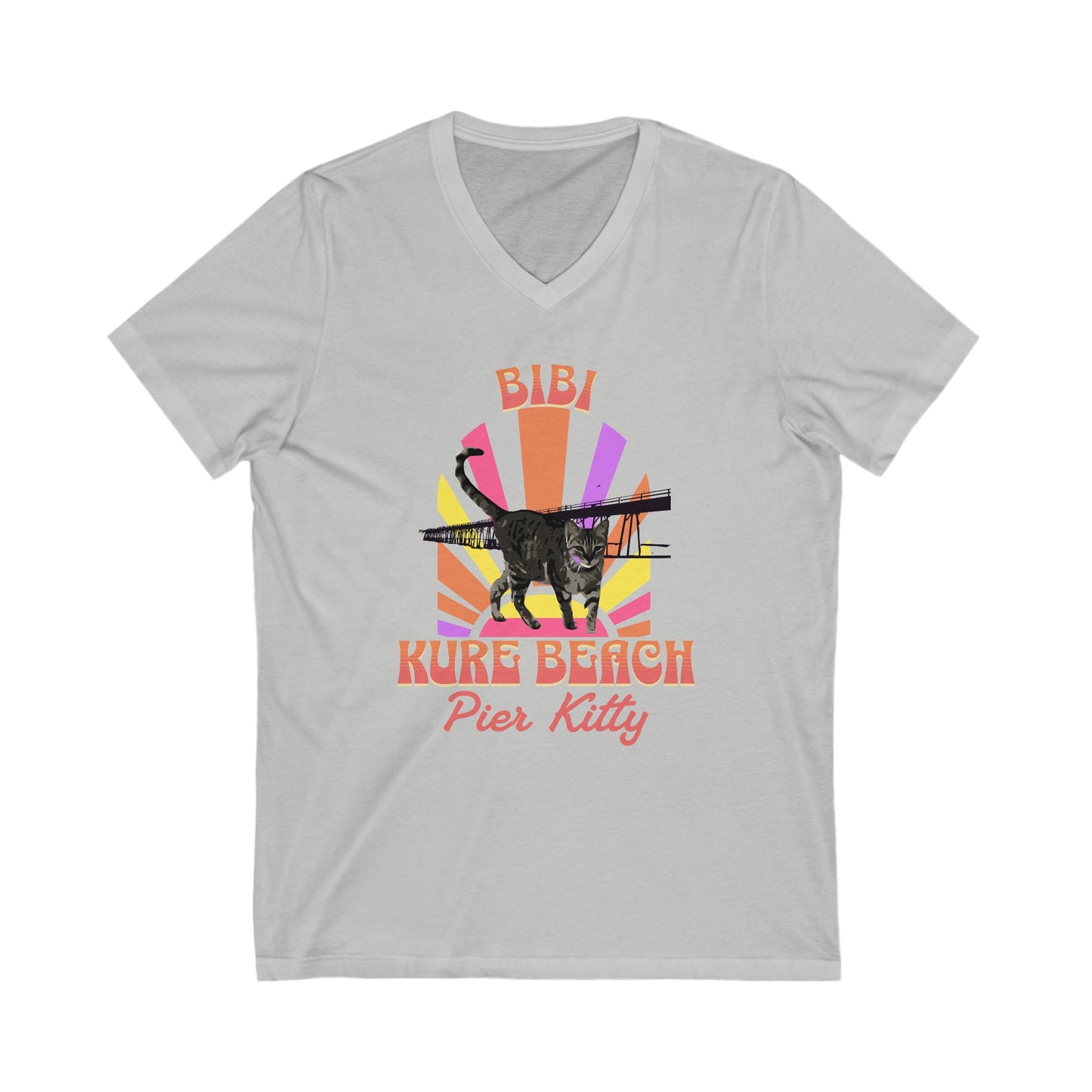 Bibi Pier Kitty -  Ladies Short Sleeve V-Neck Tee