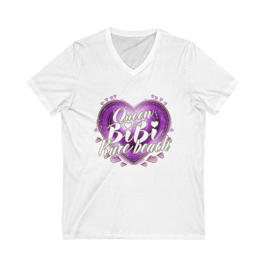 Queen Bibi Heart Ladies Short Sleeve V-Neck Tee